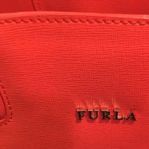 Orange Furla Leather Tote Bag